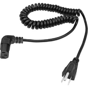 Coiled AC Power Cord YACSEJAO 18 AWG 3 Prong NEMA 5-15P to IEC320C13 10A 125V Extension Cable for Computers, TVs, Monitors,Printer & More (Down Angle)