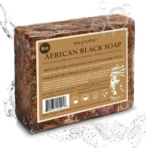 era of nature Best Raw ORGANIC AFRICAN BLACK SOAP, for Dry Skin and Skin Conditions. Pure & Natural Ingredients, Imported From Ghana - 1lb (16oz)