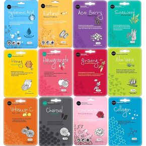 celavi Face Mask Set Korean Beauty Essence Facial Paper Sheet Mask Korea Skin Care Moisturizing 2 Packs of each 12 New flavors K-Beauty Skincare 24 masks in a pack Made in Korea