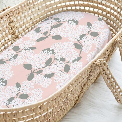 The Peanutshell Organic Bassinet Sheets for Boys or Girls, 100% Jersey Cotton, Universal Fit for Oval, Rectangle, Hourglass Crib Mattresses, Safari Nursery Decor, Elephant, Giraffe, Lion, Zebra in Saudi Arabia