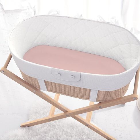 The Peanutshell Organic Bassinet Sheets for Boys or Girls, 100% Jersey Cotton, Universal Fit for Oval, Rectangle, Hourglass Crib Mattresses, Safari Nursery Decor, Elephant, Giraffe, Lion, Zebra in Saudi Arabia
