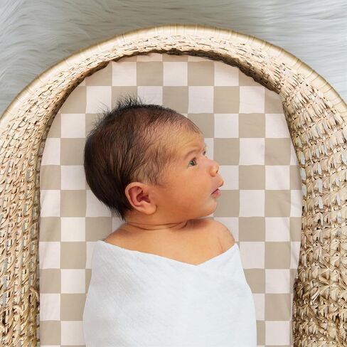 The Peanutshell Organic Bassinet Sheets for Boys or Girls, 100% Jersey Cotton, Universal Fit for Oval, Rectangle, Hourglass Crib Mattresses, Safari Nursery Decor, Elephant, Giraffe, Lion, Zebra in Saudi Arabia