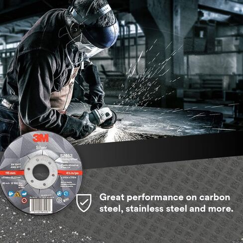 Cubitron II Silver Grinding Wheel, Depressed Center – Quick Change for Right Angle Grinder – 4.5" diam. x 1/4" Thick x 5/8-11" Thread – Type 27 – 87397 – Pack of 10 in Kuwait