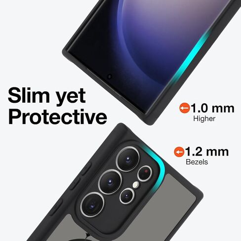 OOK Magnetic for Samsung Galaxy S24 Ultra Case [12FT Military Grade Drop Tested] [Compatible with MagSafe] Protective Full Body Protection Phone Case for S24 Ultra Case, Black Wild Flower in Kuwait