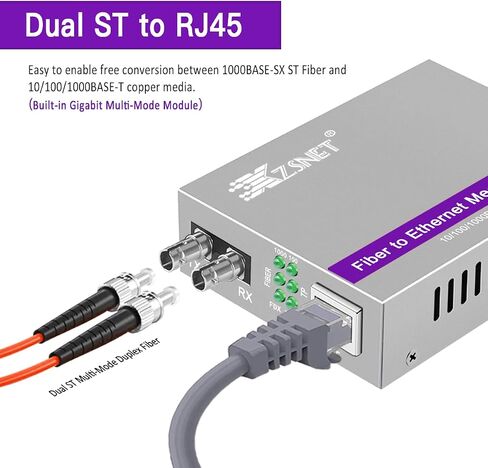 زوج من محول Gigabit SC إلى RJ45، محول وسائط من الألياف إلى إيثرنت أحادي الوضع (وحدة مدمجة، 1310 نانومتر، 20 كم)، التوصيل والتشغيل، متوافق مع 10/100/1000 BASE-T، التفاوض التلقائي، إطار ضخم in Kuwait
