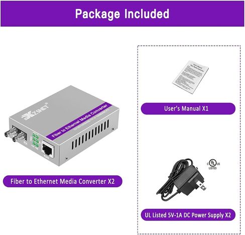زوج من محول Gigabit SC إلى RJ45، محول وسائط من الألياف إلى إيثرنت أحادي الوضع (وحدة مدمجة، 1310 نانومتر، 20 كم)، التوصيل والتشغيل، متوافق مع 10/100/1000 BASE-T، التفاوض التلقائي، إطار ضخم in Kuwait