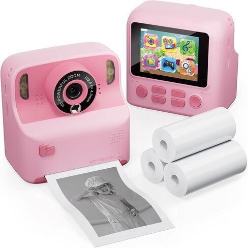 طباعة فورية لكاميرا Contixo Kids - كاميرات فورية للأطفال بدقة 1080 بكسل تطبع الصور، وكاميرا رقمية سيلفي بشاشة 2.4 بوصة بدقة 12 ميجابكسل مع ورق طباعة، لعبة كاميرا محمولة، هدية ممتعة للفتيات والأولاد باللون الأزرق in Kuwait