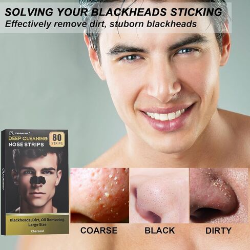 Blackhead Pore Strips, 33 pcs Charcoal Peel Off Strips, Blackhead Remover Pore Strips for Men, Deep Cleansing Strips Remove for Nose Area and Face Oil and Blackheads in Saudi Arabia