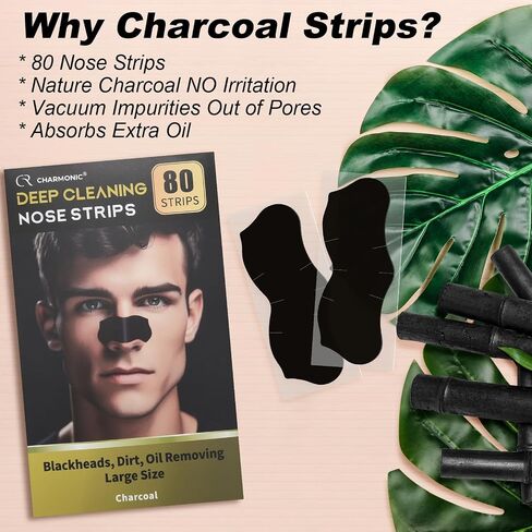 Blackhead Pore Strips, 33 pcs Charcoal Peel Off Strips, Blackhead Remover Pore Strips for Men, Deep Cleansing Strips Remove for Nose Area and Face Oil and Blackheads in Saudi Arabia