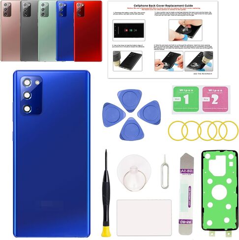 متوافق مع غطاء خلفي بديل لهاتف Galaxy Note 20 5G، وباب زجاجي خلفي لهاتف Note 20 5G SM-N981 مع عدسة كاميرا مثبتة مسبقًا وأدوات إصلاح وتعليمات، رمادي غامض in Kuwait