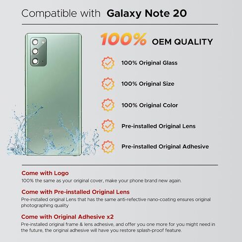 متوافق مع غطاء خلفي بديل لهاتف Galaxy Note 20 5G، وباب زجاجي خلفي لهاتف Note 20 5G SM-N981 مع عدسة كاميرا مثبتة مسبقًا وأدوات إصلاح وتعليمات، رمادي غامض in Kuwait