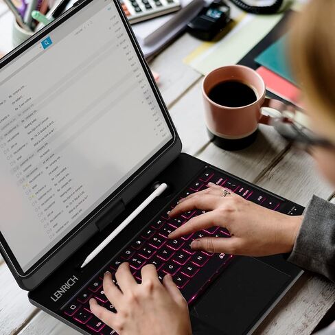 حافظة لوحة مفاتيح لجهاز iPad Pro 12.9 2022 الجيل السادس 7 لوحة تتبع بإضاءة خلفية ملونة، مناسبة لجهاز iPad Pro الجيل الخامس 2021/4th 2020/3rd 2018 غطاء لاسلكي 360 درجة غطاء قابل للدوران متعدد اللمس in Kuwait