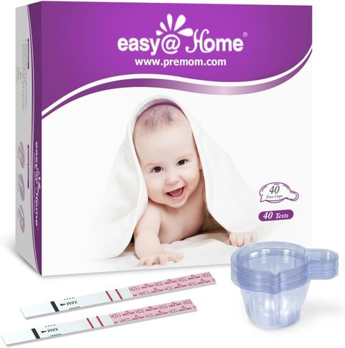 Easy@Home Pregnancy Test Strips: 20-HCG Tests with 20 Large Urine Cups| Accurate & Clear Detection in Saudi Arabia