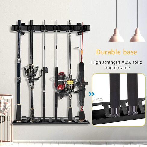 Adjustable Vertical Fishing Rod Holder for Rods of Diameter 3-19mm, Wall Mounted Fishing Rod Racks for Garage, Colorful Fishing Pole Holders Hold Up to 6 Combos or Rods in Saudi Arabia