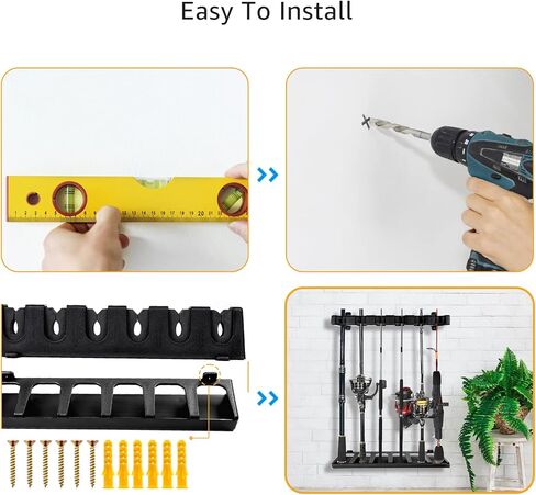 Adjustable Vertical Fishing Rod Holder for Rods of Diameter 3-19mm, Wall Mounted Fishing Rod Racks for Garage, Colorful Fishing Pole Holders Hold Up to 6 Combos or Rods in Saudi Arabia