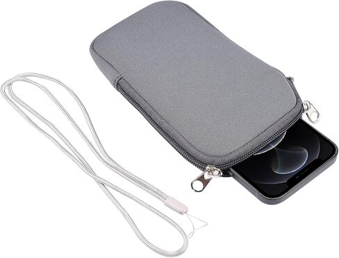 Cell Phone Bag for Men Women, Waterproof Phone Pouch Holder, Dual Zipper Cellphone Case Dry Bag with Lanyard Wallet Purse Handbag Universal Neoprene Phone Sleeve Holder Neck Strap Chest Bag in Kuwait