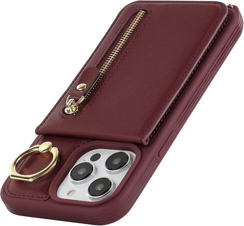 Jaorty Phone Case for iPhone 14 Pro Max with Strap,for iPhone 14 Pro Max Case Wallet with Card Holder for Women,Crossbody Lanyard Cases with Zipper Pocket Kickstand Ring Holder 6.7",Rosegold in Kuwait