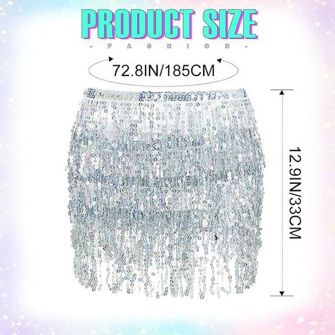 GRAEEN Hip Skirts Rave Fringe Skirt Belly Dance Hip Scarf Sequin Tassel Skirt for Women and Girls in Saudi Arabia
