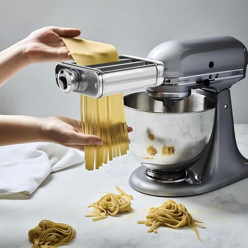 Pasta Maker Attachment for KitchenAid Stand Mixer, 3 Pieces Pasta Roller Attachments, Full Body Stainless Steel and Heavy Duty, Homemade Spaghetti, Fettucine and Lasagne in Saudi Arabia