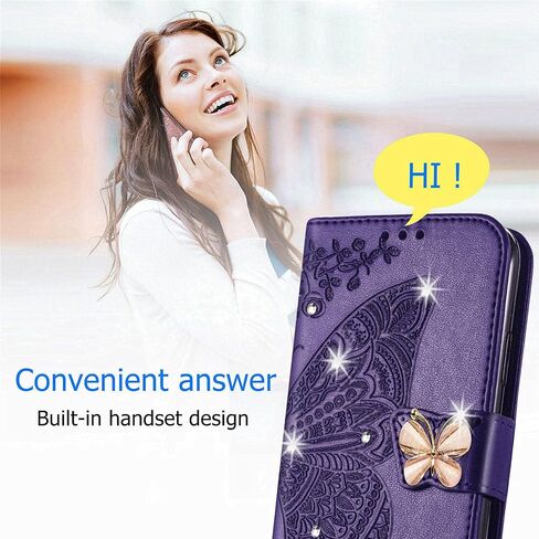 Wallet Case for Samsung Galaxy A13 5G, Butterfly Pattern PU Leather Case with Magnetic Clasp and Cash Card Holder Cover for Galaxy A13 5G Rhinestone Rose Gold in Saudi Arabia
