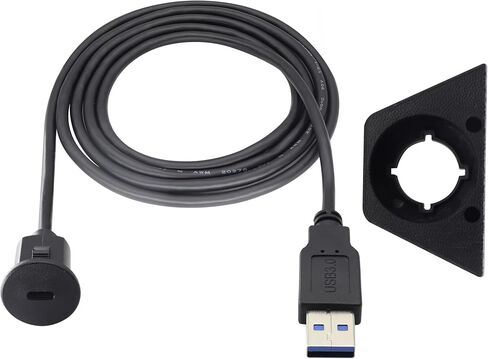 zdyCGTime USB Type C 3.0 Flush Mount Extension Cable USB C 3.0 Male to Female Flush Panel Mount Cable for Car, Boat, Motorcycle, Truck Dashboard,Sync Charging & Data Transferring.(1.5M/5FT/Type C) in Kuwait