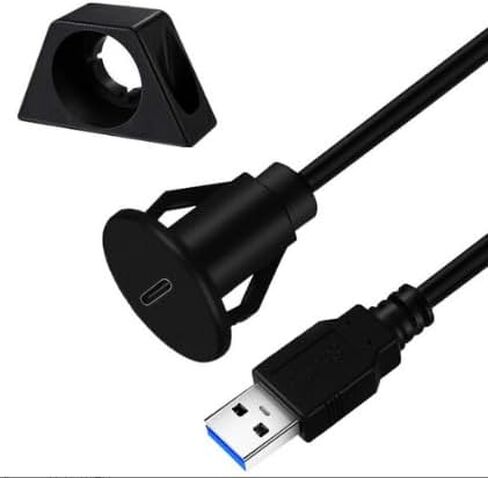 zdyCGTime USB Type C 3.0 Flush Mount Extension Cable USB C 3.0 Male to Female Flush Panel Mount Cable for Car, Boat, Motorcycle, Truck Dashboard,Sync Charging & Data Transferring.(1.5M/5FT/Type C) in Kuwait