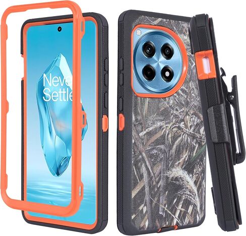 Compatible for OnePlus 12R 5G (2024) with Belt Clip Holster, Heavy Duty Military Grade Drop Protective Case with Rotating Stand (No Screen Protector) (Black) in Kuwait