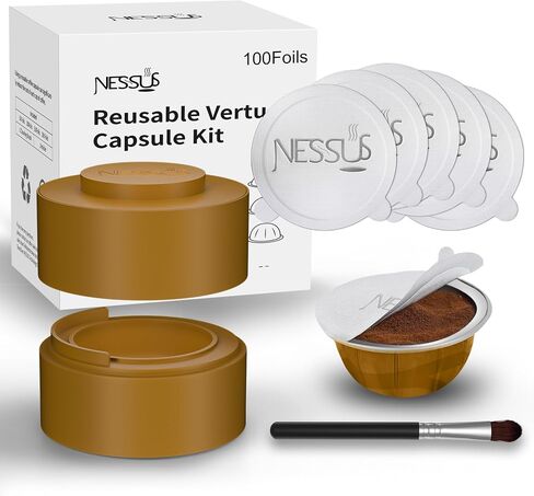 Nessus 200 PCS Original Aluminum Foil Lids from Vertuo Reusable Pods Kit, [ALSeal EZ FIT] for Nespresso Refillable Pods, Compatible with Nespresso Vertuoline Machine(Foil Seals Only) in Kuwait