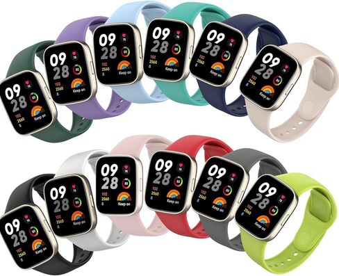 Bands for Xiaomi Redmi Watch 3 Active/Redmi Watch 3 Straps for Women Men, 12 Pack Soft Silicone Strap Replacement Wristbands Compatible with Xiaomi Watch 3/Watch 3 Active in Kuwait