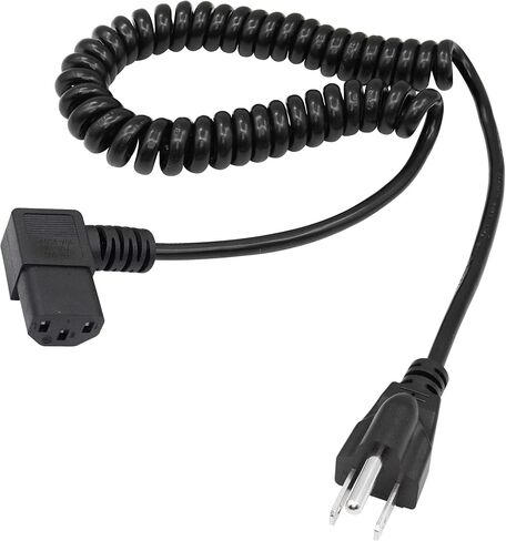 Coiled AC Power Cord YACSEJAO 18 AWG 3 Prong NEMA 5-15P to IEC320C13 10A 125V Extension Cable for Computers, TVs, Monitors,Printer & More (Down Angle) in Saudi Arabia