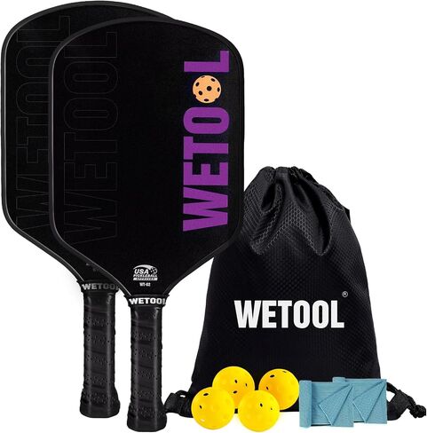 مجموعة مجاديف Pickleball مكونة من 2/4، معتمدة من الولايات المتحدة الأمريكية، قالب إسفنجي بمقبض ممدود 5.5 بوصة، سطح محكم، خفيف الوزن، مضارب كرة مخلل من الألياف الزجاجية 16 مم، عبوتان للمبتدئين in Saudi Arabia