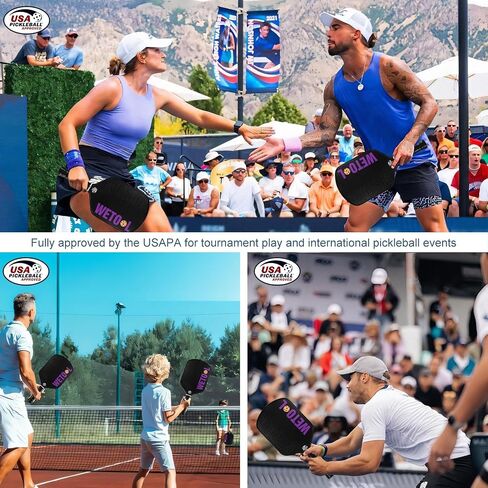 مجموعة مجاديف Pickleball مكونة من 2/4، معتمدة من الولايات المتحدة الأمريكية، قالب إسفنجي بمقبض ممدود 5.5 بوصة، سطح محكم، خفيف الوزن، مضارب كرة مخلل من الألياف الزجاجية 16 مم، عبوتان للمبتدئين in Saudi Arabia
