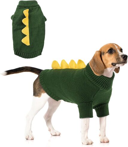 NACOCO Halloween Dog Dinosaur Sweater - Pet Christmas Pullover Dragon Clothes Puppy Cute Comfortable Knitwear T-Shirt Cat Apparel Outfits Warm Winter Soft for Small Medium Cats Dogs Kitten(Green, S) in Kuwait