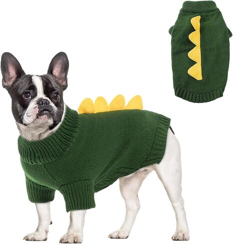 NACOCO Halloween Dog Dinosaur Sweater - Pet Christmas Pullover Dragon Clothes Puppy Cute Comfortable Knitwear T-Shirt Cat Apparel Outfits Warm Winter Soft for Small Medium Cats Dogs Kitten(Green, S) in Kuwait