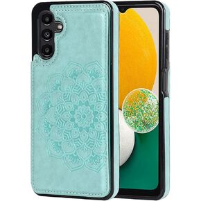 Wallet Case for Samsung Galaxy A13 5G Wallet Case PU Leather with Card Holder Kickstand Card Slots Case Flower Embossed Pattern Shockproof Cover for Galaxy A13 5G Phone Case Rose Gold