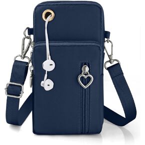Crossbody Wallet Phone Bag for Women, Nylon Small Crossbody Shoulder Bag Arm Bag, Cell Phone Purse, with Headphone Port