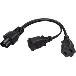IEC320 C6 to C5 /C13 Y Splitter Power Cable,C6 to C13,C6 to C5 Adapter Converter AC Power Supply Cord,C6 MALE to dual female is c13 pdu jack and c5 3 hole ac Cable.1FT/0.3M (C6 to C5+C13)