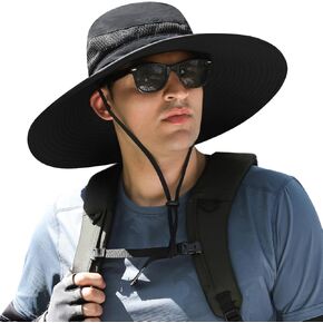 Wide Brim Sun Hat for Men Women UV Protection Ventilated Outdoor Bucket Fishing Hats Packable for Safari Hiking