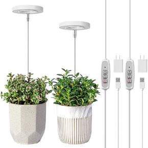 LORDEM Grow Light, Full Spectrum LED Plant Light for Indoor Plants, Height Adjustable Growing Lamp with Auto On/Off Timer 4/8/12H, 4 Dimmable Brightness, Ideal for Small Plants
