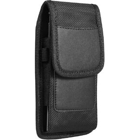 Heavy Duty Phone Holster for iPhone 13 Pro Max 14 Plus/Samsung Galaxy S23 Ultra S22 Ultra S21 FE S20 Plus A54 A53 A52 A51 / Pixel 7 6 / TCL 30 SE Nylon Cell Phone Belt Clip Case Pouch Card Holder (L)