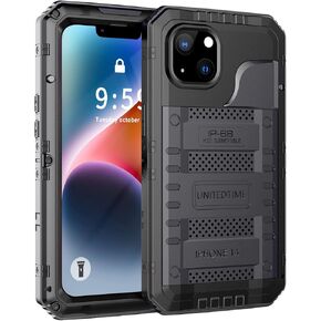 Unitedtime Magnetic for iPhone 14 Case Waterproof with Built-in Screen Protector,Compatible with MagSafe Shockproof Dustproof Heavy Duty Full Body Protective Front and Back Cover 6.1 Inch