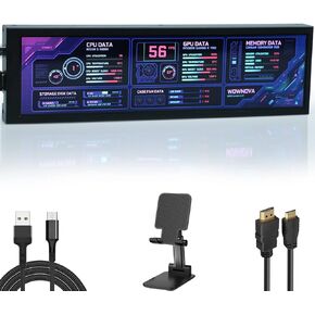 WOWNOVA Computer Hardware Temp Sensor Panel 8.8" Touch Monitor, PC Temperature Display, HD LCD Screen for PC Case Accessories Gaming Secondary Monitor, Compatible with RPi Windows(-Touch)