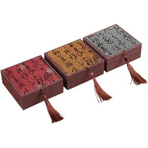 MIAO JIN 6 Pieces Retro style Square Tassel Jewelry Boxes Set Small Travel Gift Organizer, Portable Traditional Bracelet Jewelry Earring Packaging Case for Valentine Day Anniversary Birthday Gift