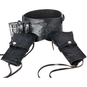 Hulara Full Grain DD Harness Buff Leather Western Gun Holster for Men Heritage Rough Rider 357 Magnum Holster Cowboy Gun Belt and Holster .38/.357 Cal Revolver Holster