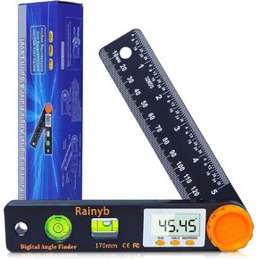 Digital Angle Finder Protractor 0-360 Degree T-Bevel Gauge & Protractor with Horizontal Vertical Bubble & Full LCD Display for Woodworking, Metalworking, Construction