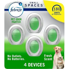 Febreze Small Spaces Air Freshener, Pet Friendly Air Fresheners Alternative for Home, Room Air Freshener, Fresh Scent, Room Deodorizer & Odor Fighter for Strong Odor (4 Count)