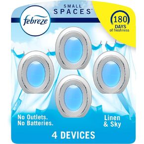 Febreze Small Spaces Air Freshener, Plug in Alternative for Home, Linen & Sky, Odor Fighter for Strong Odor (4 Count)