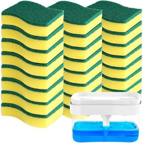 AIDEA Heavy Duty Scrub Sponge-24Count, Cleaning Scrub Sponge, Stink Free Sponge, Effortless Cleaning Eco Scrub Pads for Dishes,Pots,Pans All at Once