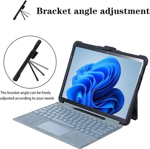 for Microsoft Surface Pro 13inch 12th(2026) Pro11 Pro10 Pro9 Case 2024/2022, Thicken and Rugged Protective Cover, Compatible Keyboard Cover, Including Hand Strap Shoulder,Black in Saudi Arabia