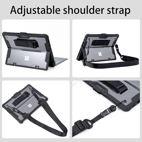 for Microsoft Surface Pro 13inch 12th(2026) Pro11 Pro10 Pro9 Case 2024/2022, Thicken and Rugged Protective Cover, Compatible Keyboard Cover, Including Hand Strap Shoulder,Black in Saudi Arabia